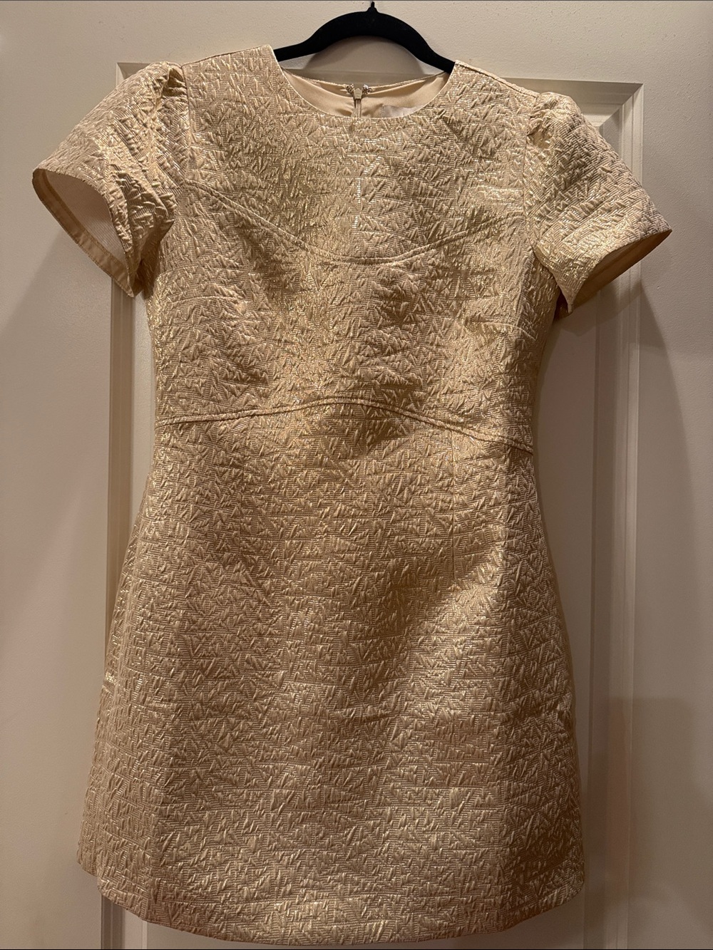 LOFT gold Textured Short-Sleeve Shift Dress new with tags !